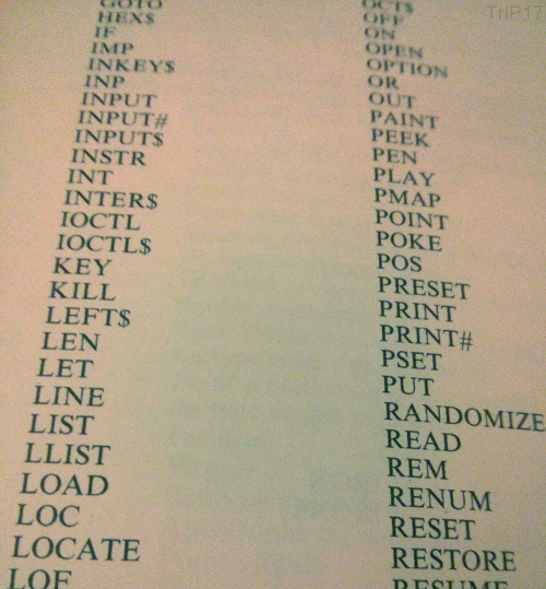 Quelques mots-clé d'un BASIC IBM