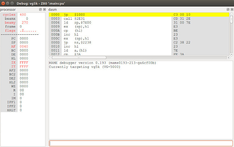 Debugger par défaut (Qt) sur MAME